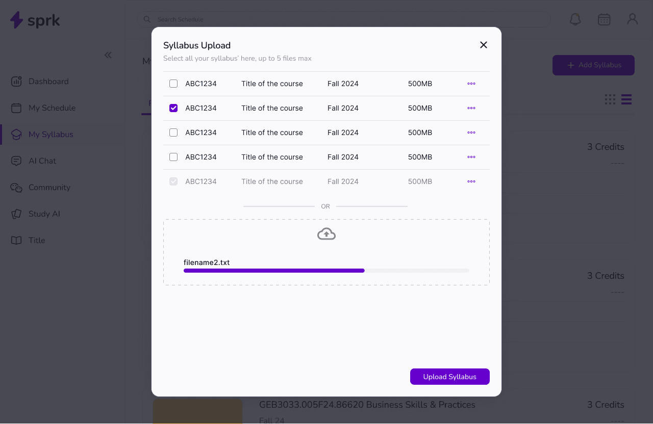 Sprk syllabus upload