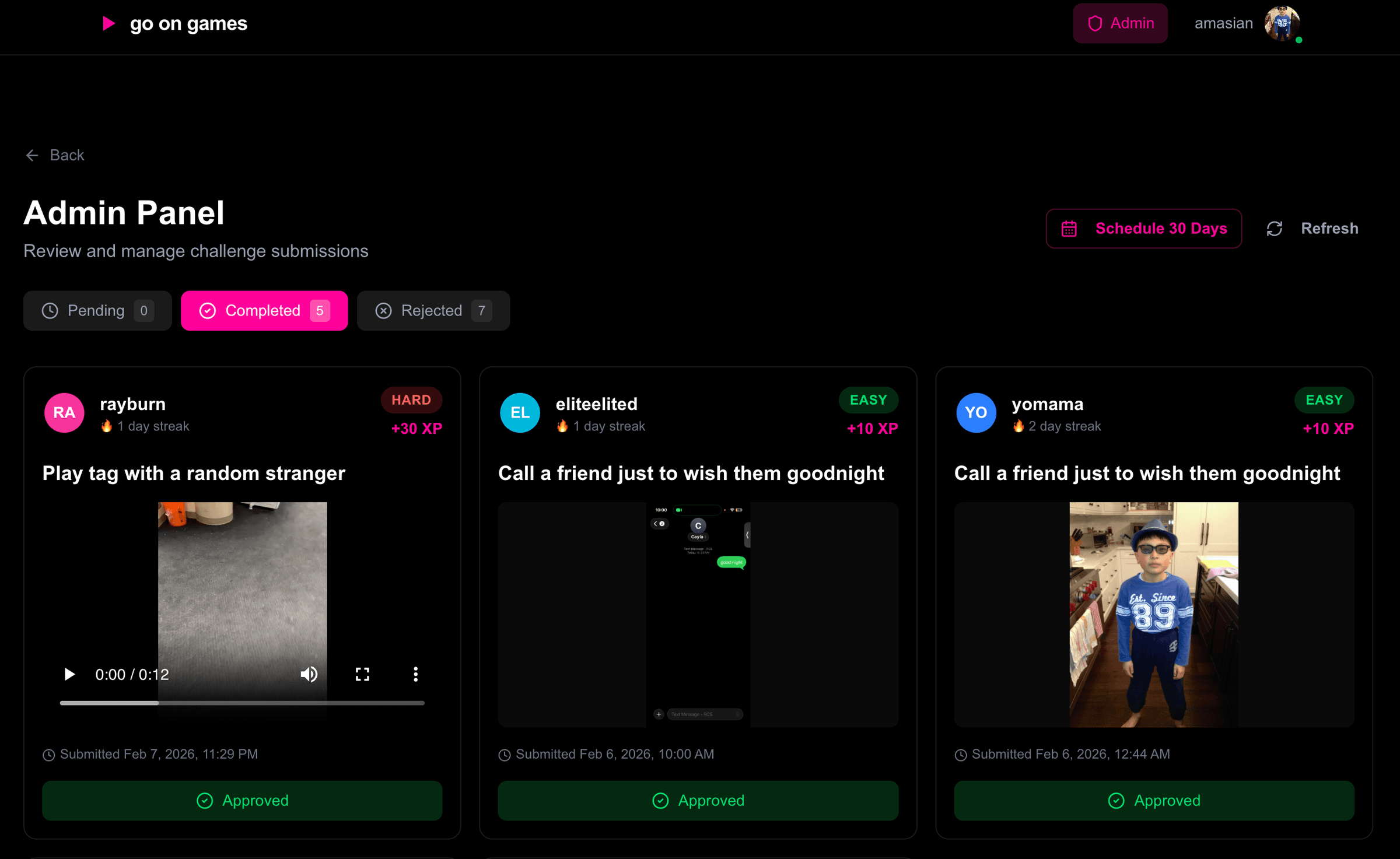 Go On Games results 2